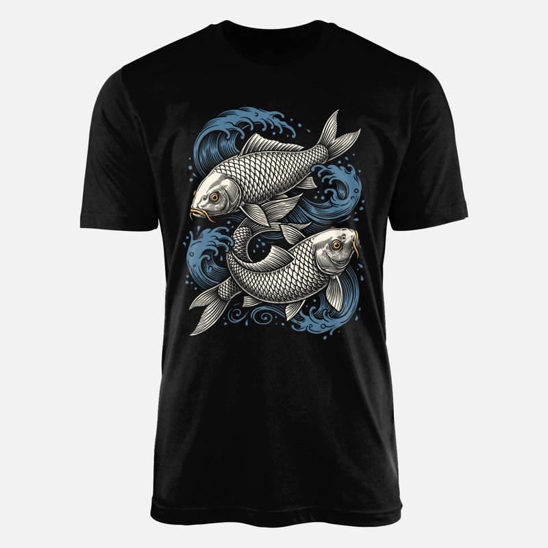 T-shirts: Koi Karpfen im Kreis mit Wellen