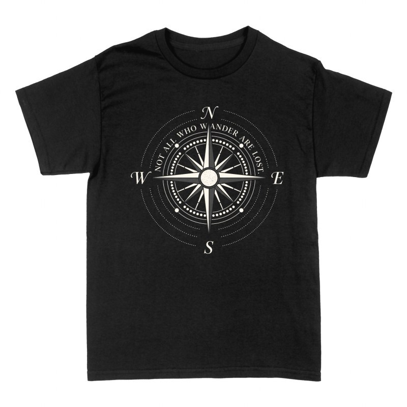 T-shirts: Kompass mit Spruch Not All Who Wander