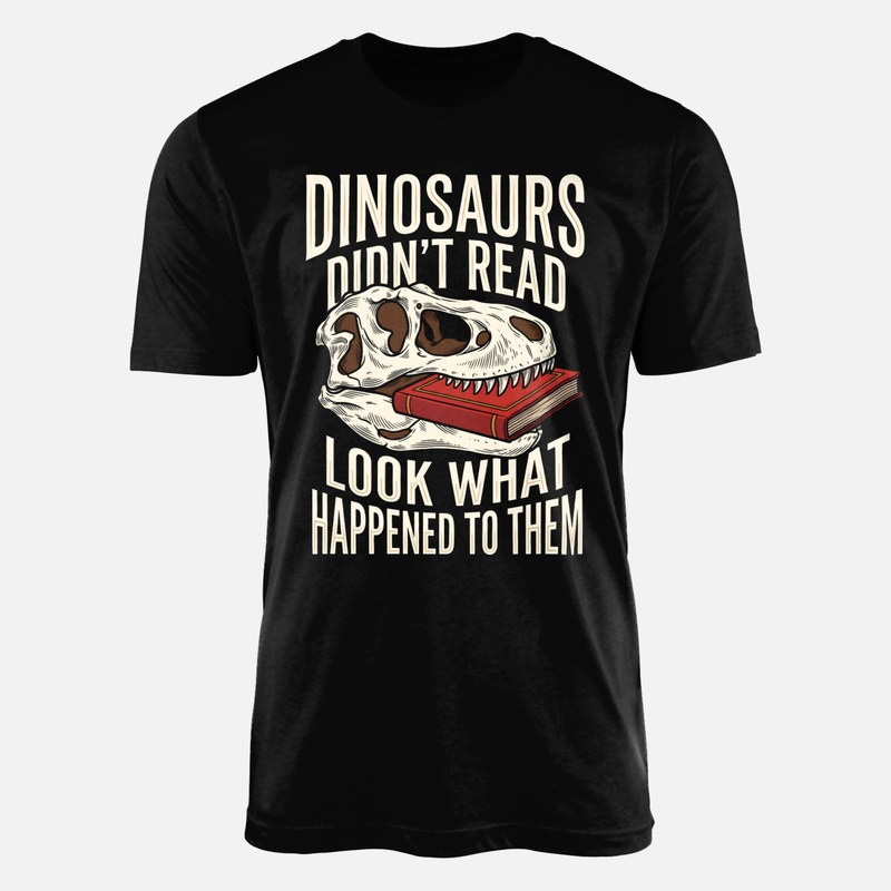 T-shirts: Dinosaurier-Sch&auml;del mit Buch und Spruch