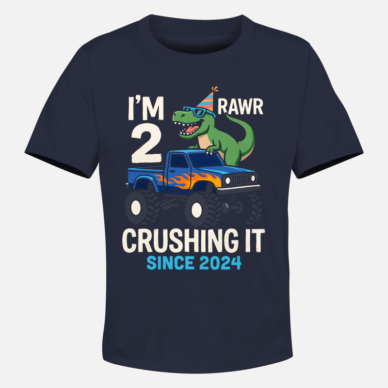 T-shirts: Dino auf Monstertruck 2. Geburtstag
