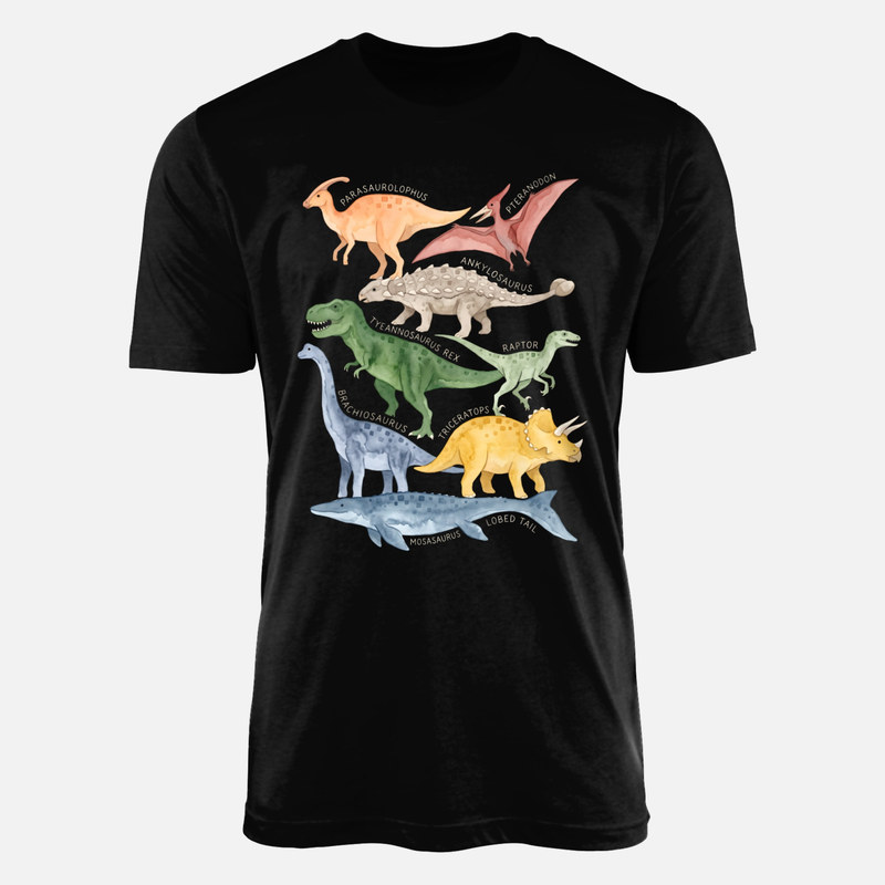 T-shirts: Dinosaurier-Arten Aquarell-Guide