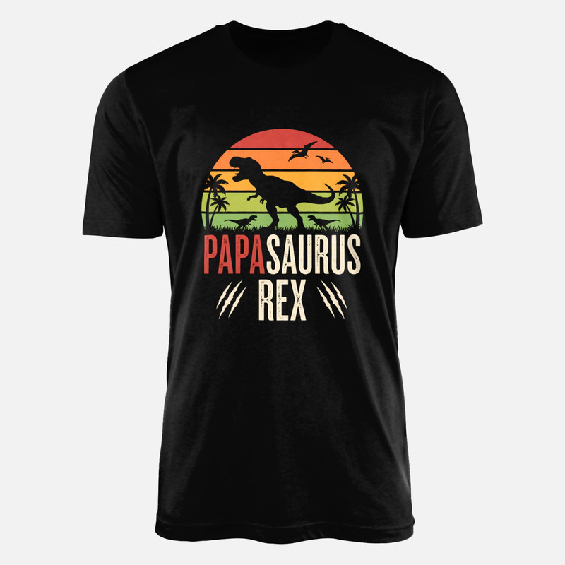 T-shirts: Papasaurus Rex Retro Sonnenuntergang