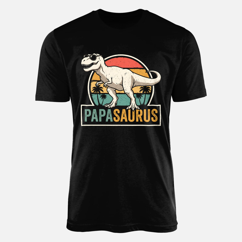 T-shirts: Papasaurus T-Rex Retro Sonnenuntergang