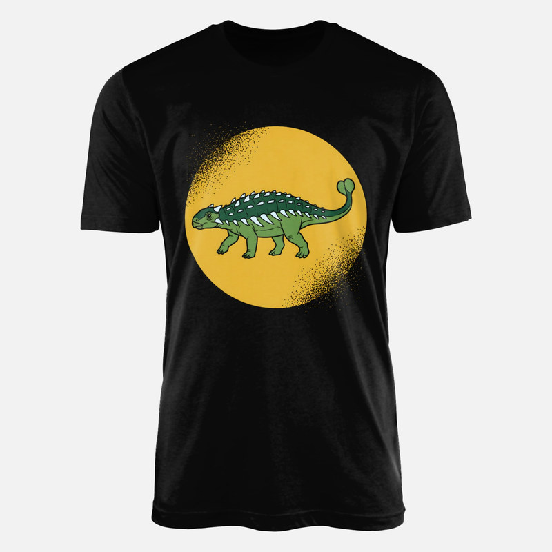 T-shirts: Gr&uuml;ner Ankylosaurus vor gelbem Mond