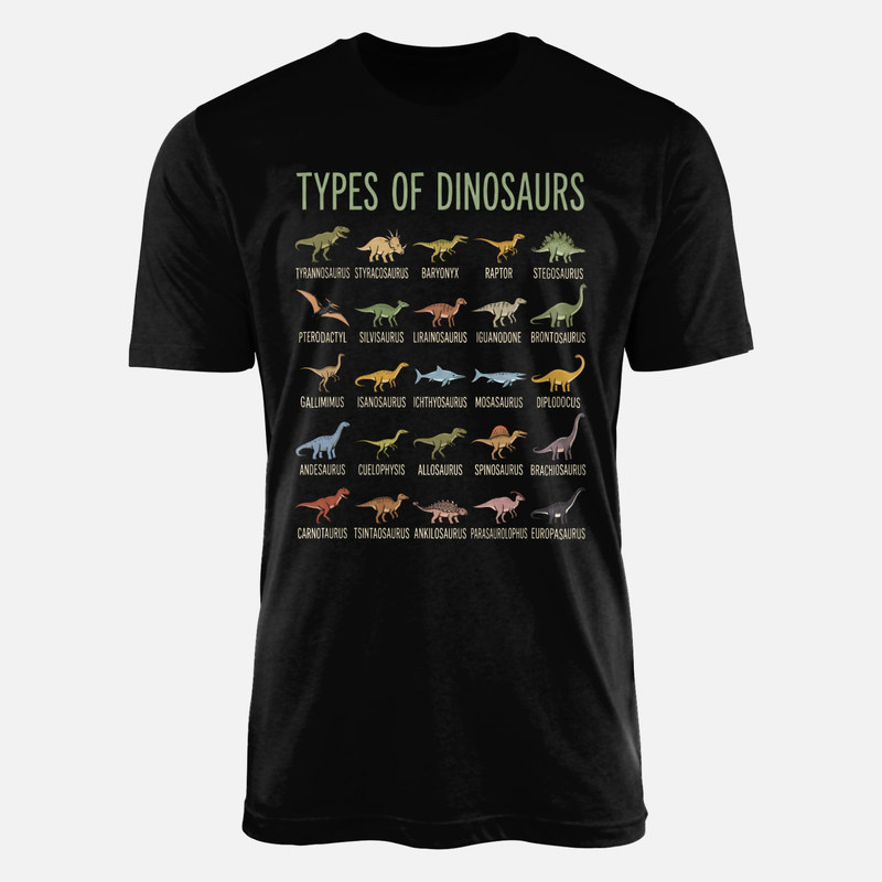 T-shirts: Dinosaurier-Arten Bildtafel