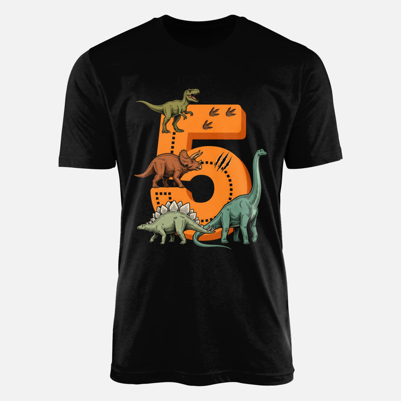 T-shirts: Zahl 5 mit Dinosauriern