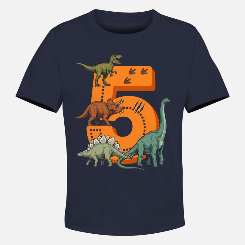 T-shirts: Zahl 5 mit Dinosauriern