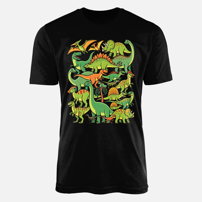 T-shirts: Buntes Cartoon-Dinosaurier-Muster