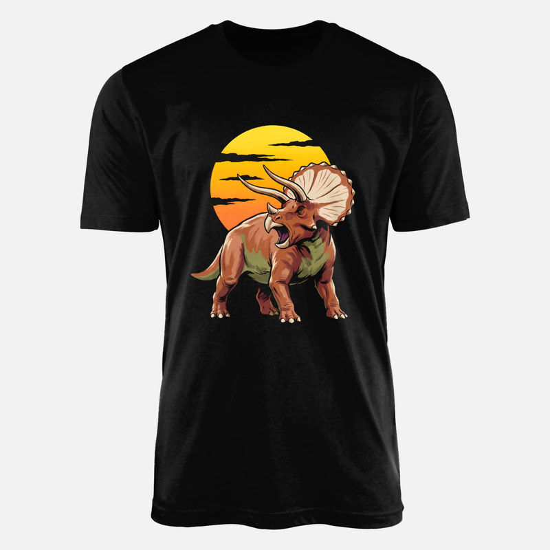 T-shirts: Br&uuml;llender Triceratops im Sonnenuntergang