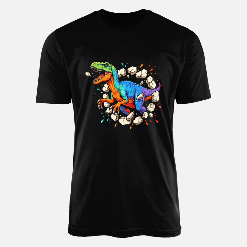 T-shirts: Bunter Dinosaurier Durchbricht Wand