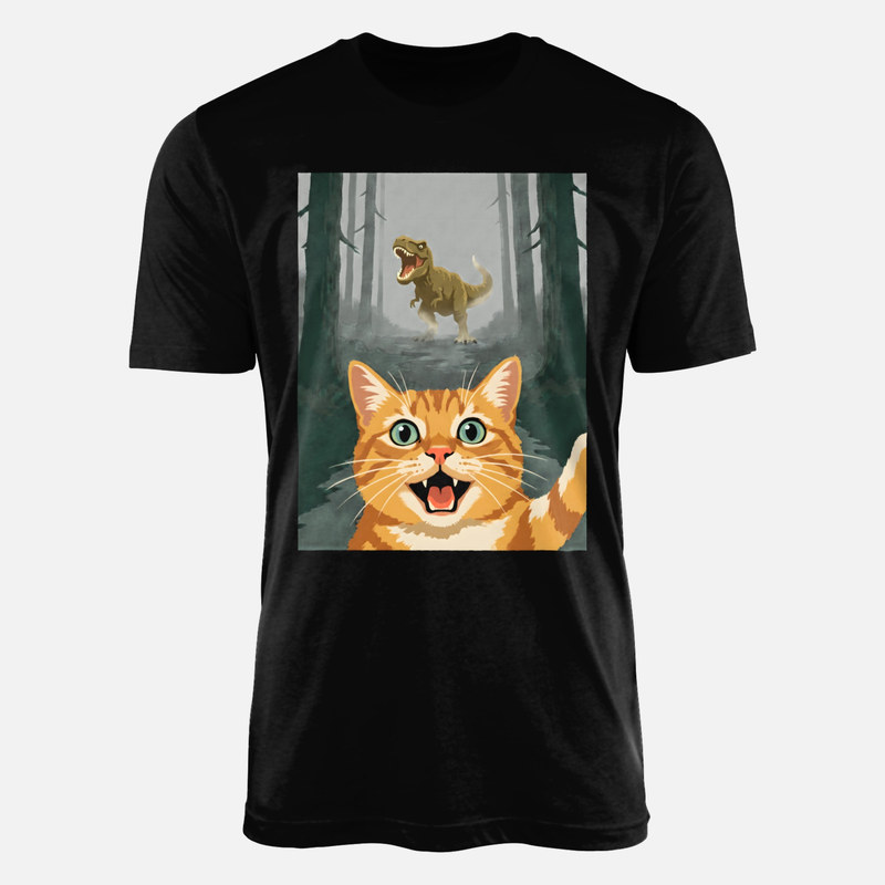 T-shirts: Katzen-Selfie mit T-Rex im Wald