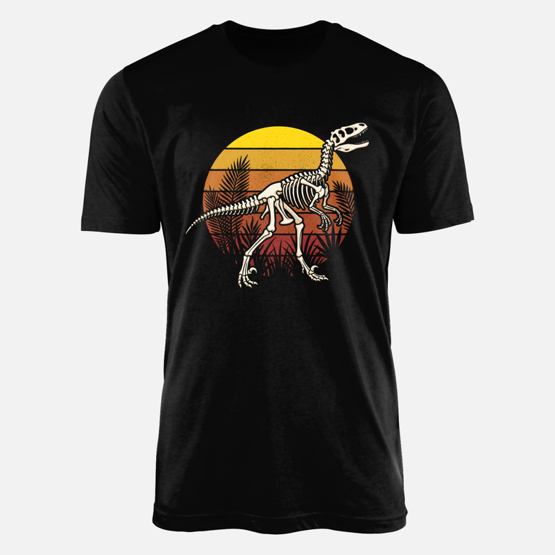 T-shirts: Velociraptor Skelett Retro Sonnenuntergang