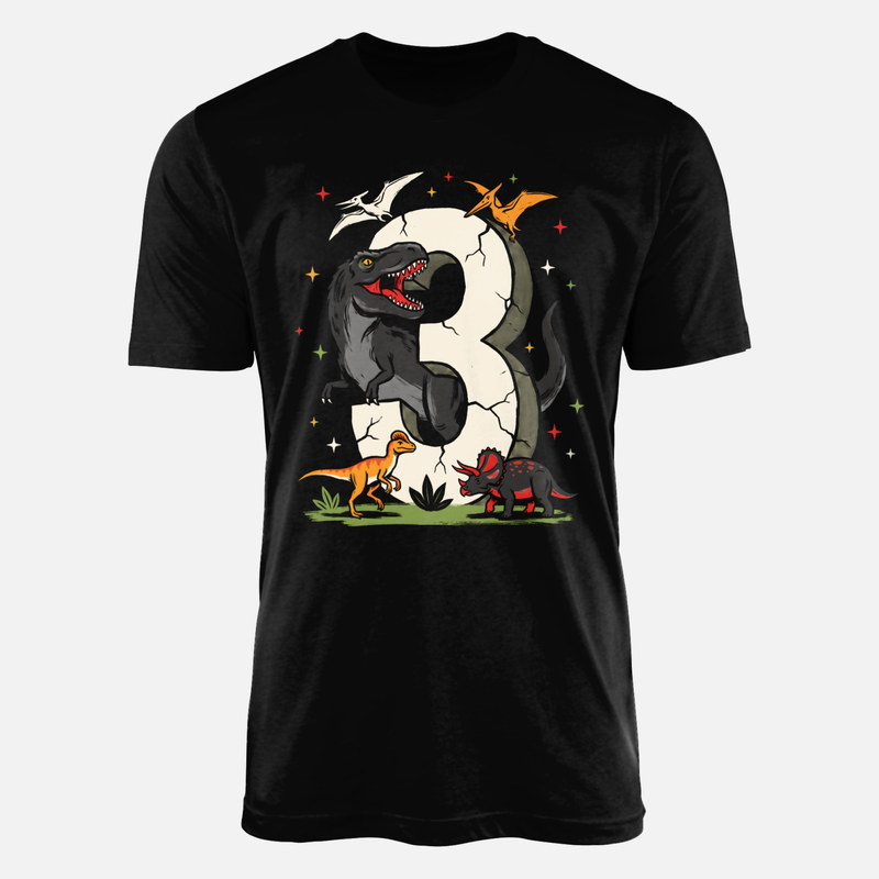 T-shirts: T-Rex bricht durch Stein-Zahl 3