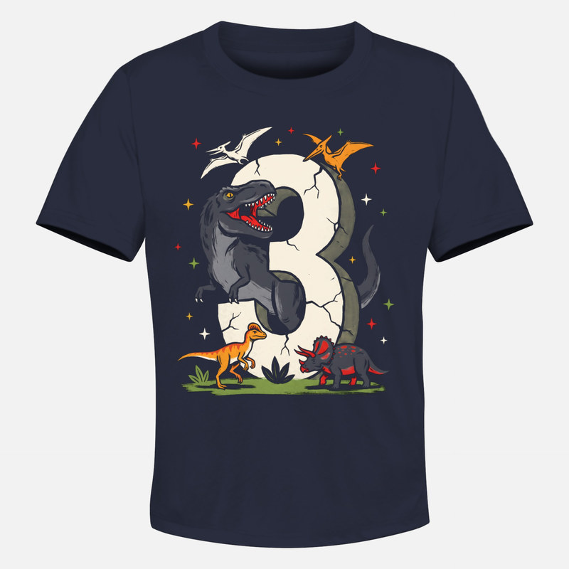 T-shirts: T-Rex bricht durch Stein-Zahl 3