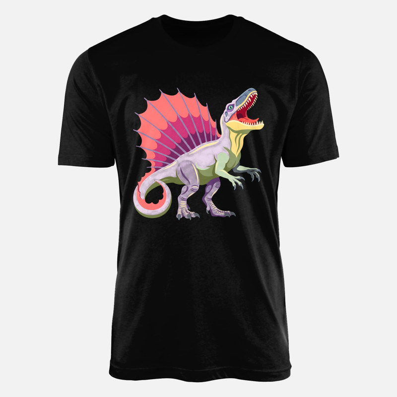 T-shirts: Br&uuml;llender Spinosaurus mit Buntem R&uuml;ckensegel