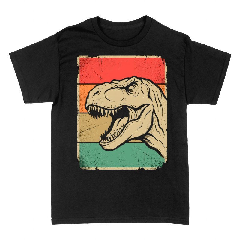 T-shirts: Br&uuml;llender T-Rex Retro-Streifen