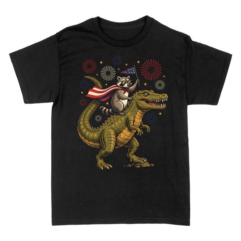 T-shirts: Waschb&auml;r auf Krokodil 4. Juli