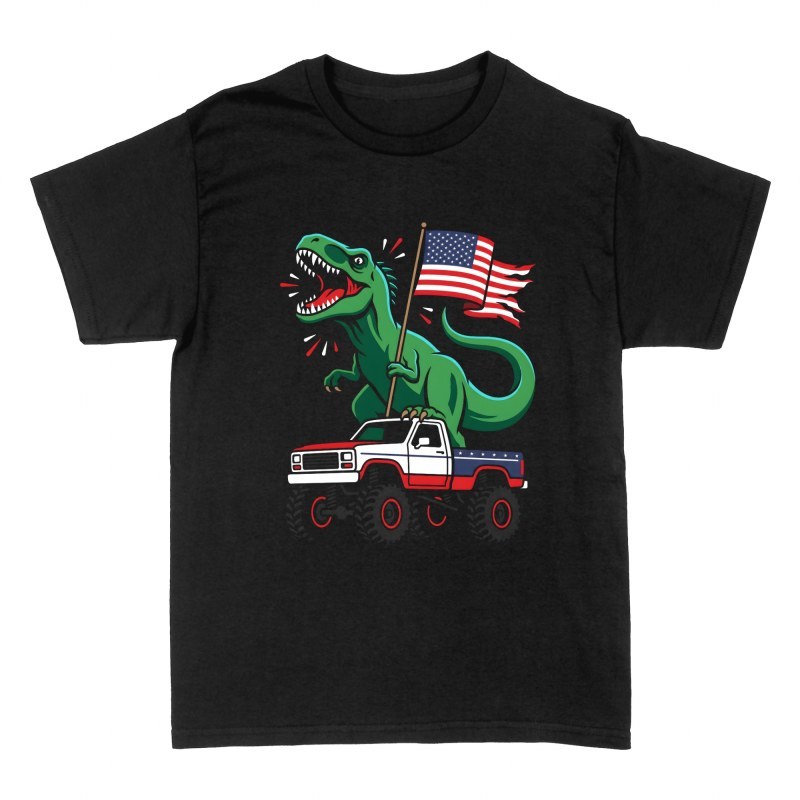 T-shirts: T-Rex auf Monstertruck USA Flagge