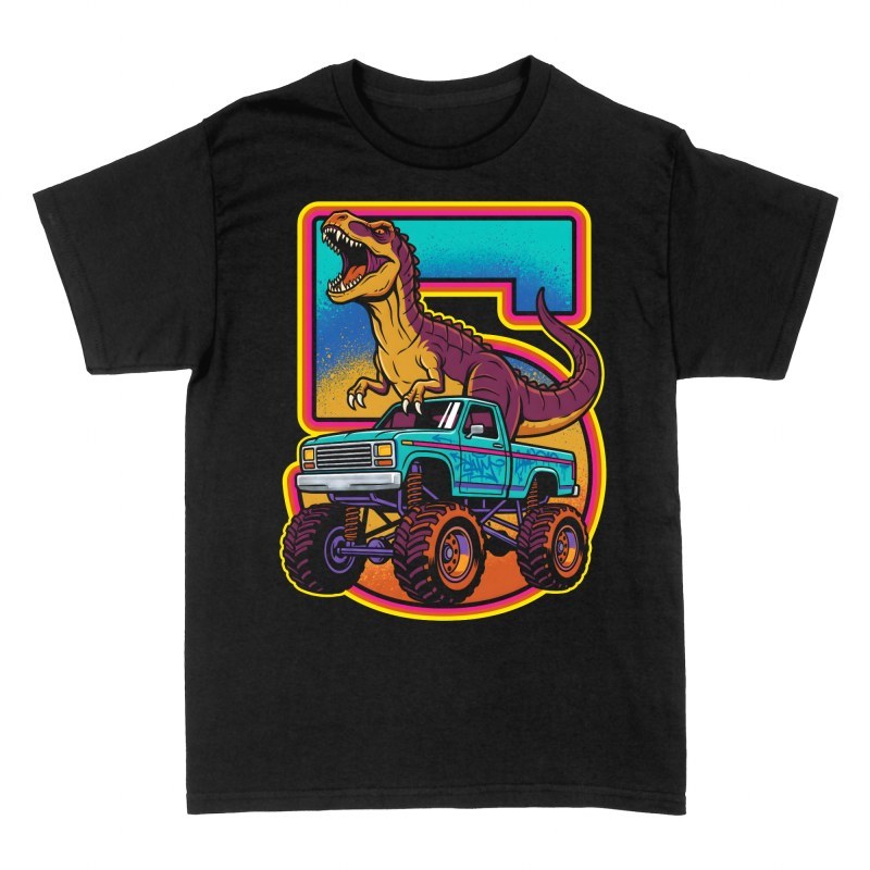 T-shirts: T-Rex Monster Truck 5. Geburtstag
