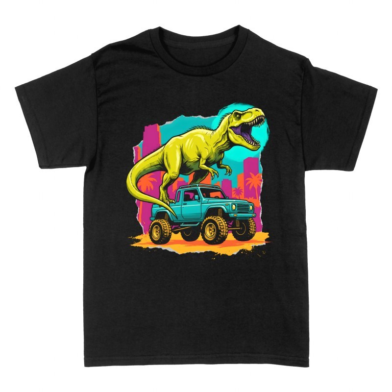 T-shirts: T-Rex auf Gel&auml;ndewagen