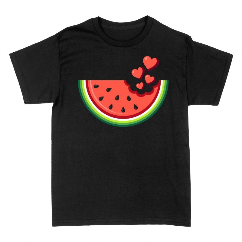 T-shirts: Angebissene Wassermelone mit Herzen