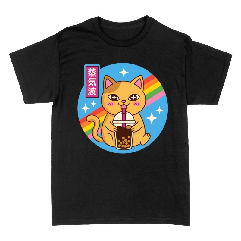 T-shirts: Kawaii Katze mit Boba Tea
