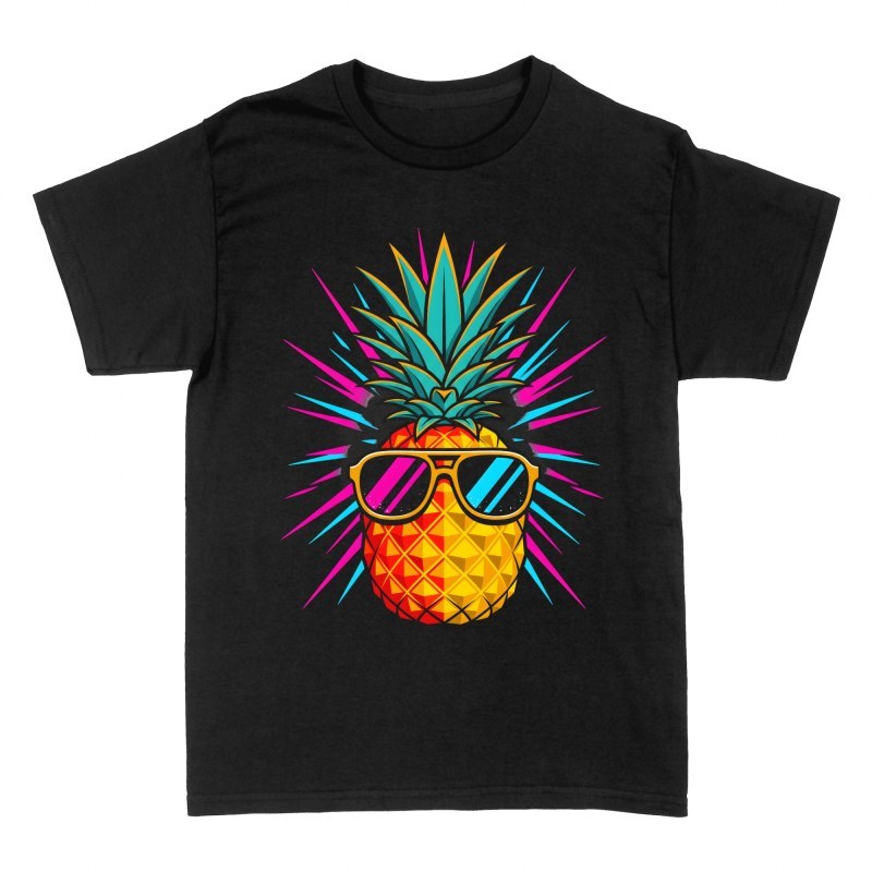 T-shirts: Neon Retro Ananas mit Sonnenbrille