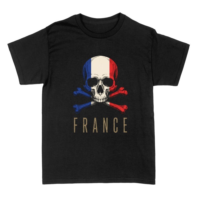 T-shirts: Totenkopf Frankreich Flagge