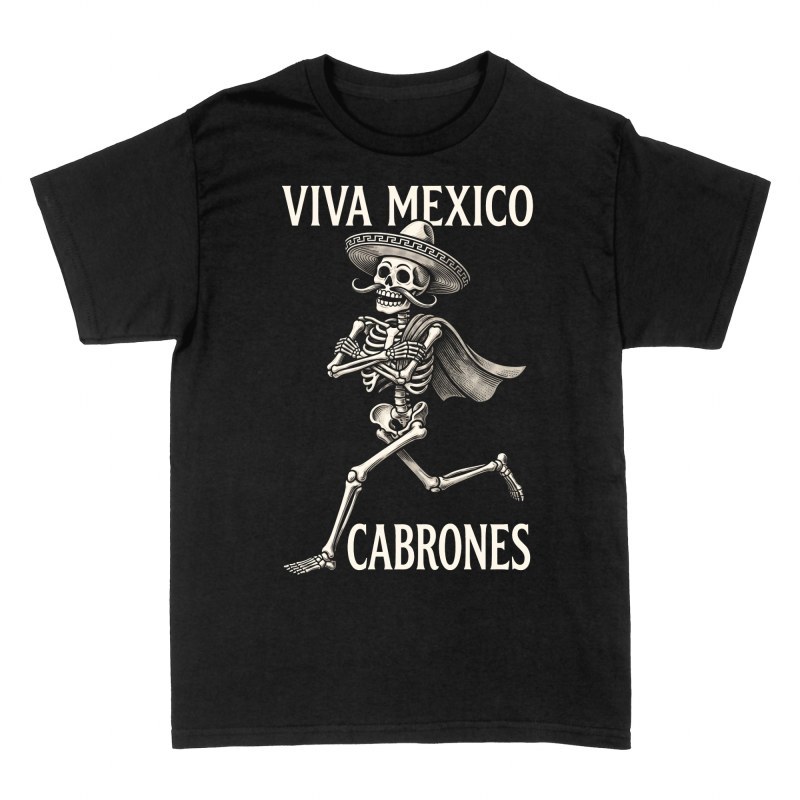T-shirts: Rennendes mexikanisches Skelett mit Sombrero