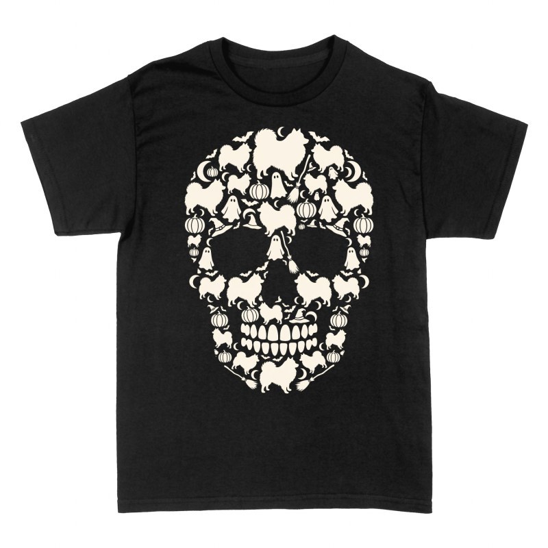 T-shirts: Totenkopf aus Zwergspitz und Halloween