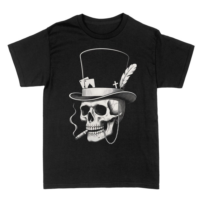 T-shirts: Eleganter Totenkopf mit Zylinder und Zigarre
