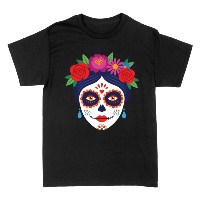 T-shirts: Mexikanische Catrina mit Blumen