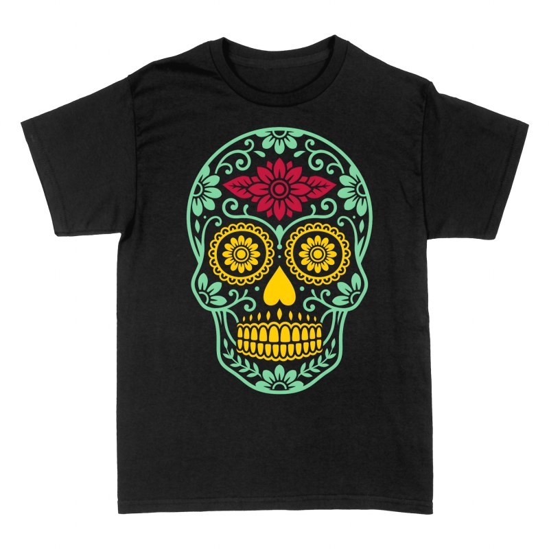 T-shirts: Mexikanischer Zuckersch&auml;del mit Blumen