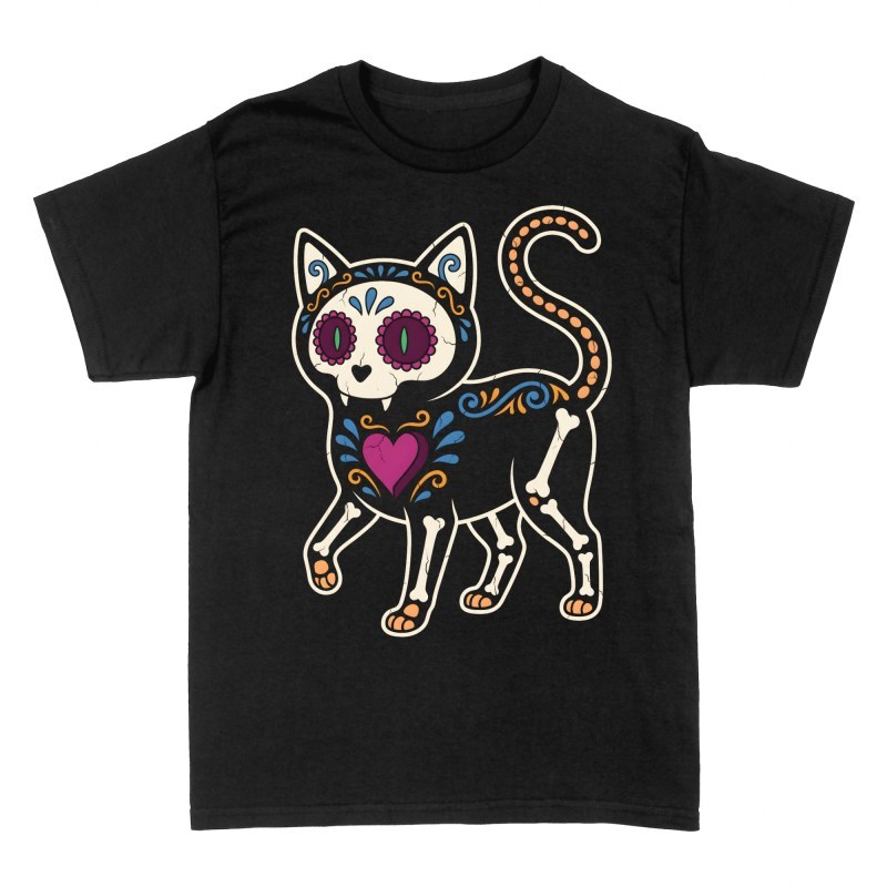 T-shirts: Dia de los Muertos Katze Skelett