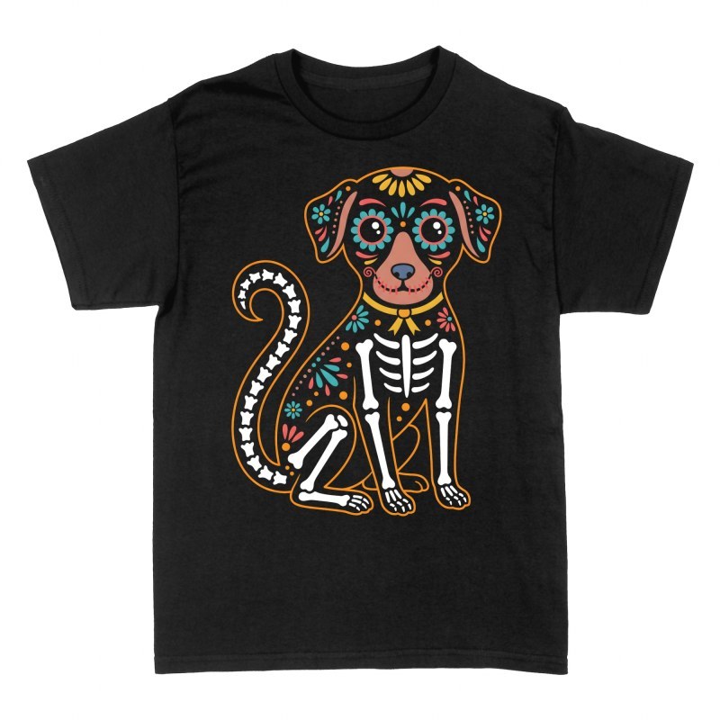 T-shirts: Mexikanischer Sugar Skull Hund