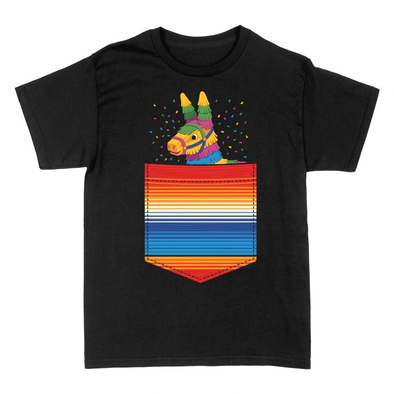 T-shirts: Mexikanische Pi&ntilde;ata in Sarape-Brusttasche