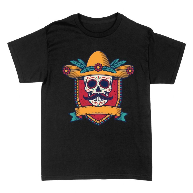 T-shirts: Charro Totenkopf mit Schnurrbart Wappen