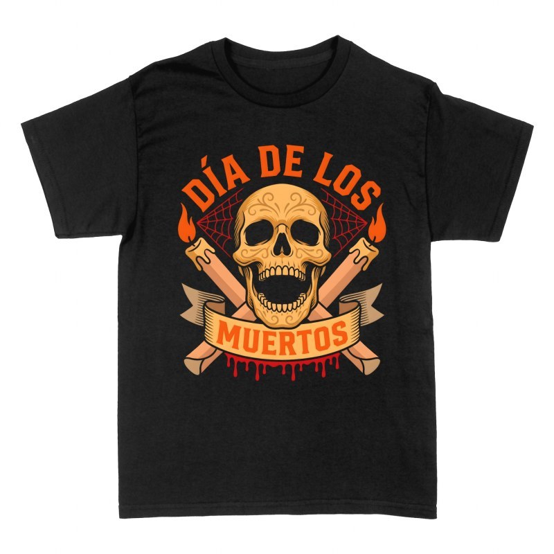 T-shirts: Totenkopf mit Kerzen D&iacute;a de los Muertos