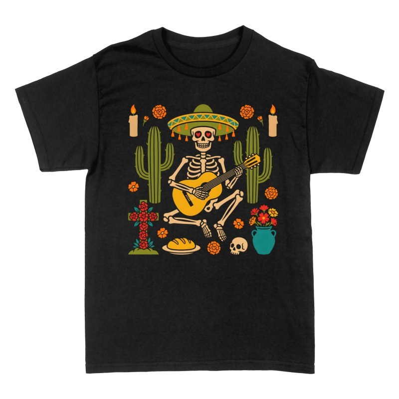 T-shirts: Mariachi Skelett D&iacute;a de Muertos