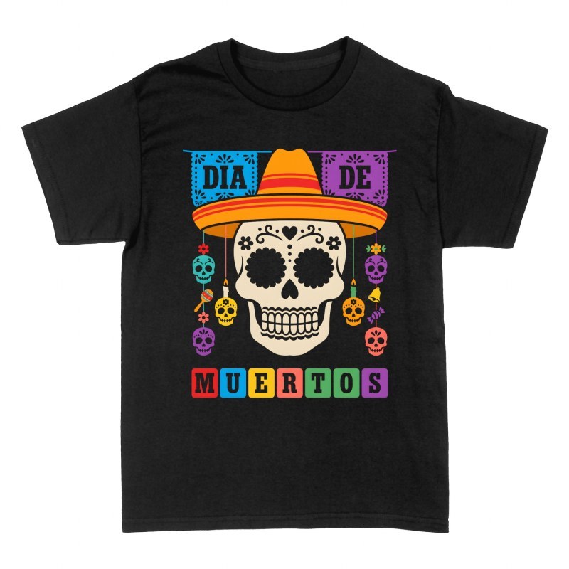 T-shirts: Mexikanischer Totenkopf mit Sombrero