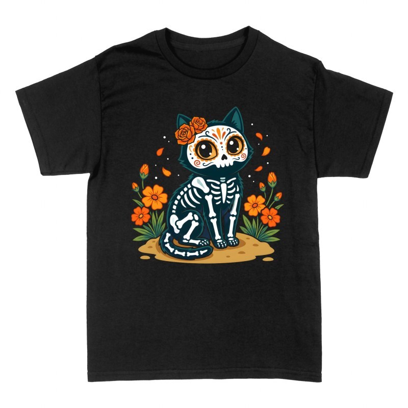 T-shirts: Dia de los Muertos Katze mit Zuckersch&auml;del