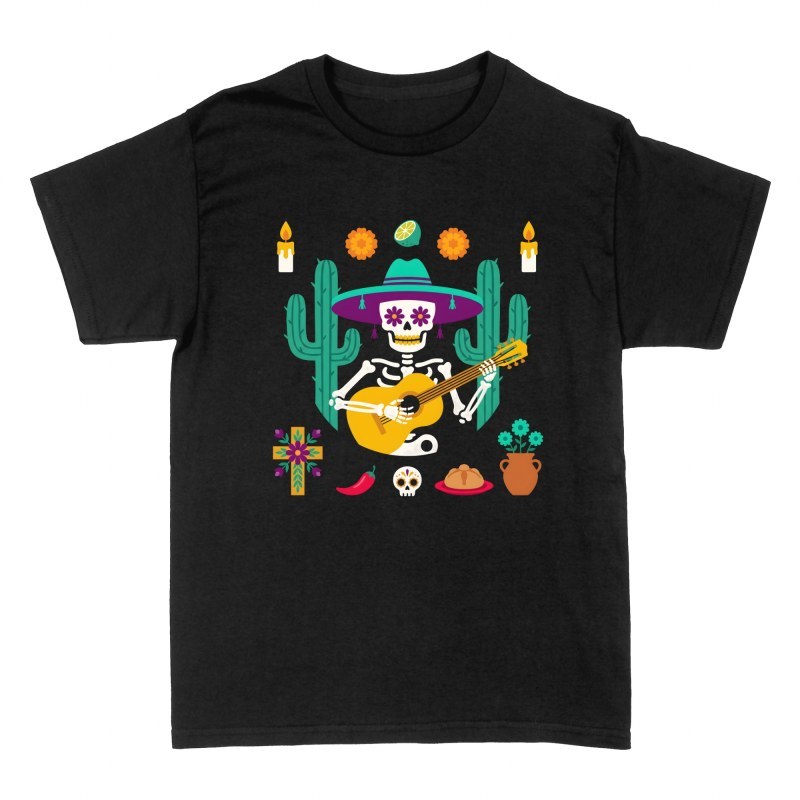 T-shirts: Mariachi-Skelett mit Gitarre