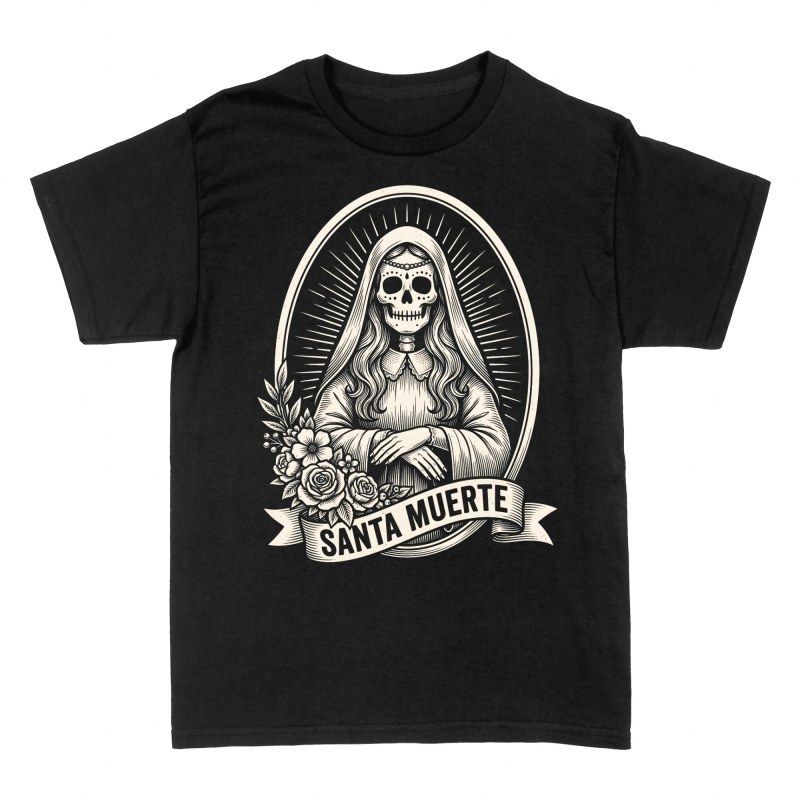 T-shirts: Santa Muerte im Holzschnitt-Stil