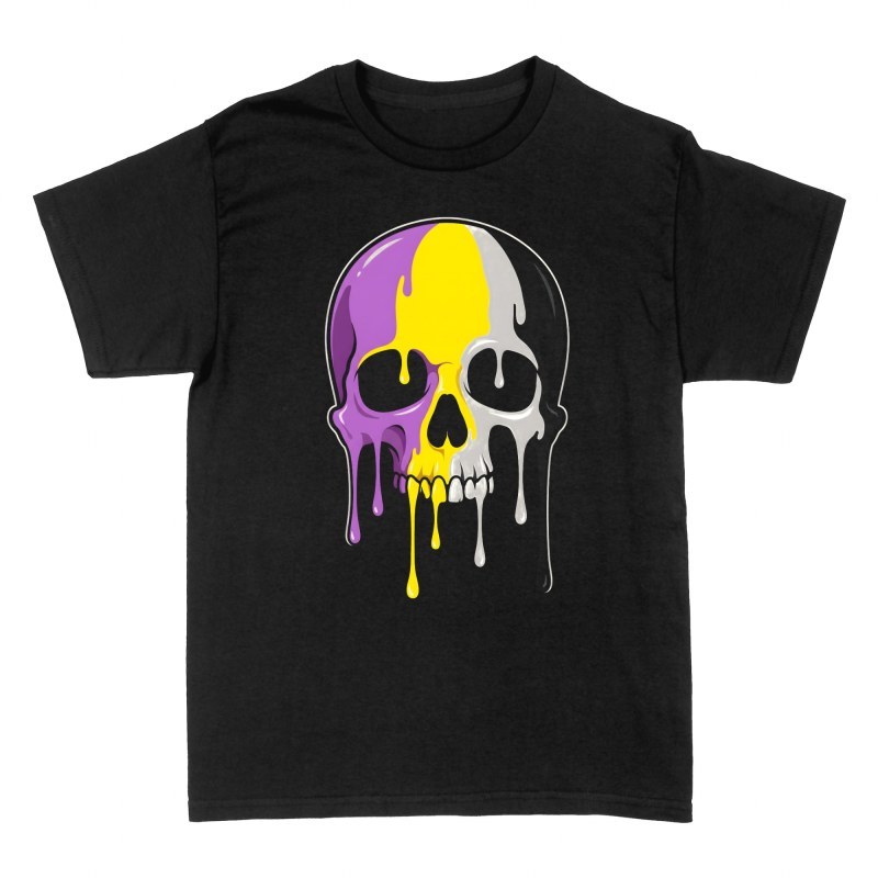 T-shirts: Schmelzender Totenkopf Non-Binary Pride