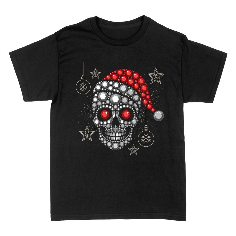 T-shirts: Diamant-Totenkopf mit Weihnachtsm&uuml;tze