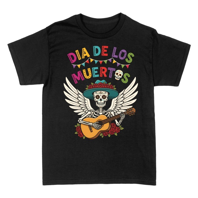 T-shirts: Gitarren-Skelett mit Fl&uuml;geln &amp; Rosen