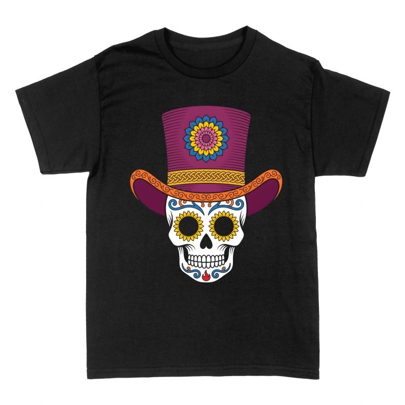 T-shirts: Mexikanischer Totenkopf mit Zylinder