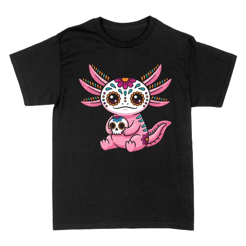 T-shirts: Axolotl Dia de los Muertos Calavera