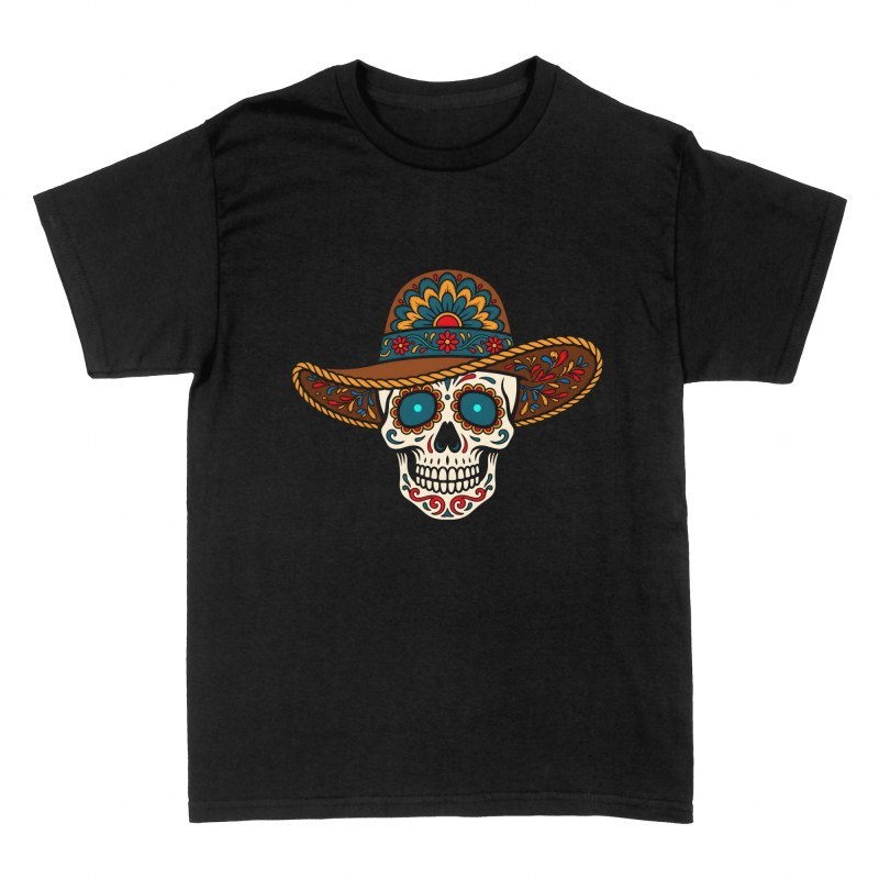 T-shirts: Mexikanischer Totenkopf mit Sombrero