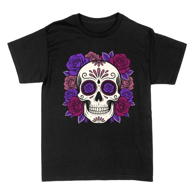 T-shirts: Zuckersch&auml;del mit lila Rosen